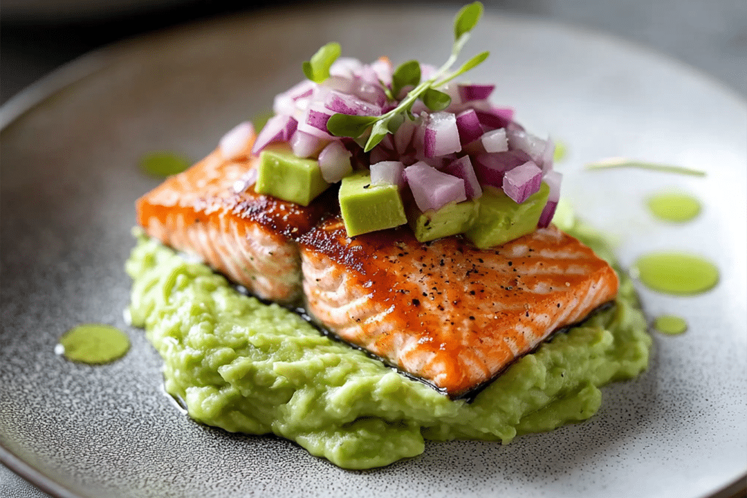 Baked Salmon with Avocado Mash
