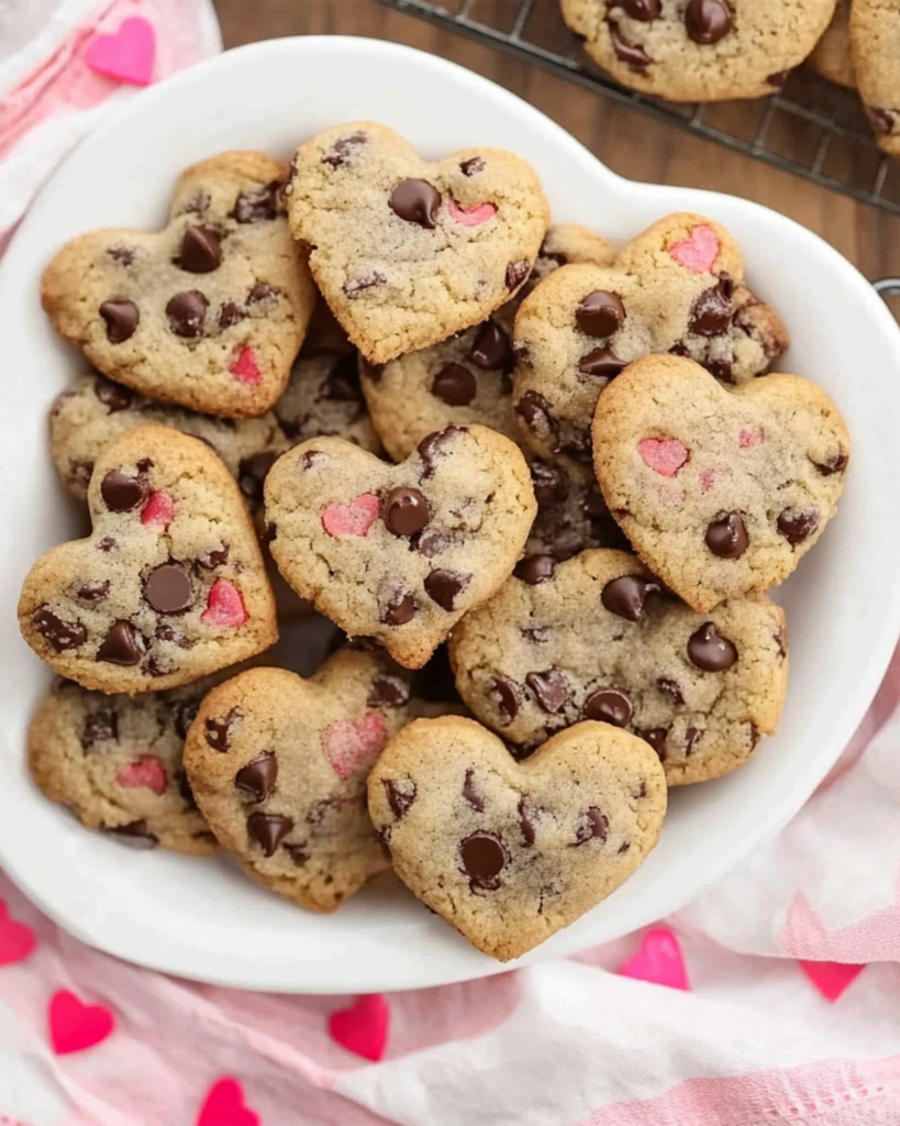 Heart-Shaped Chocolate Chip Cookies