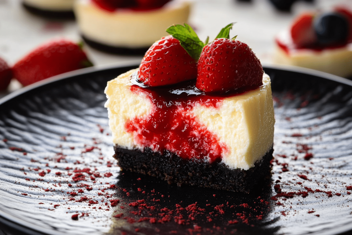 Mini Strawberry Swirl Cheesecake