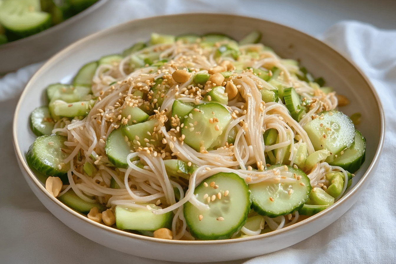 Miso Peanut Cucumber Noodle Salad