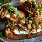 Lemony Mushroom Mascarpone Toast with Beans & Herbs