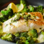 One-Pan Fish & Broccoli in Lemon Butter Caper Sauce