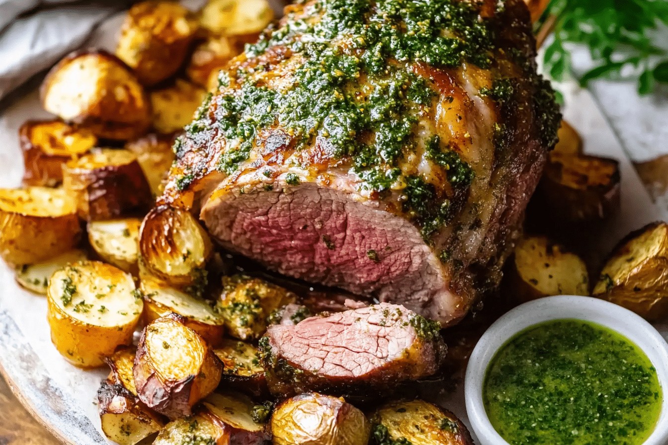 Roast Leg of Lamb with Mint Sauce