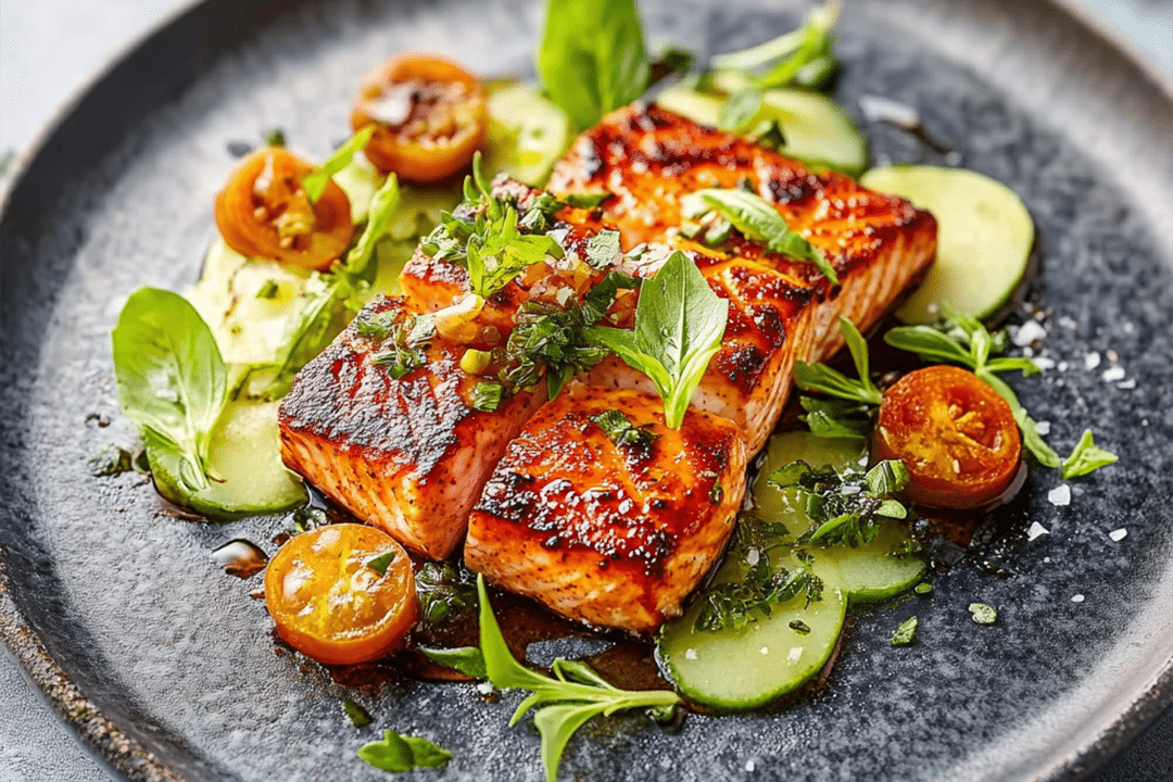 Herby Harissa Marinated Salmon