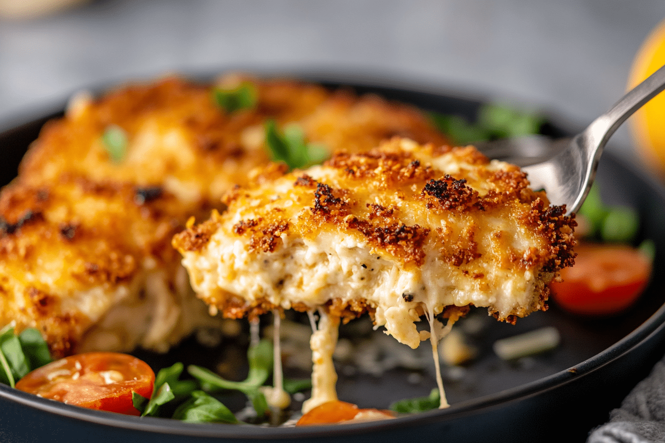 Crispy Mozzarella Parmesan Crusted Chicken