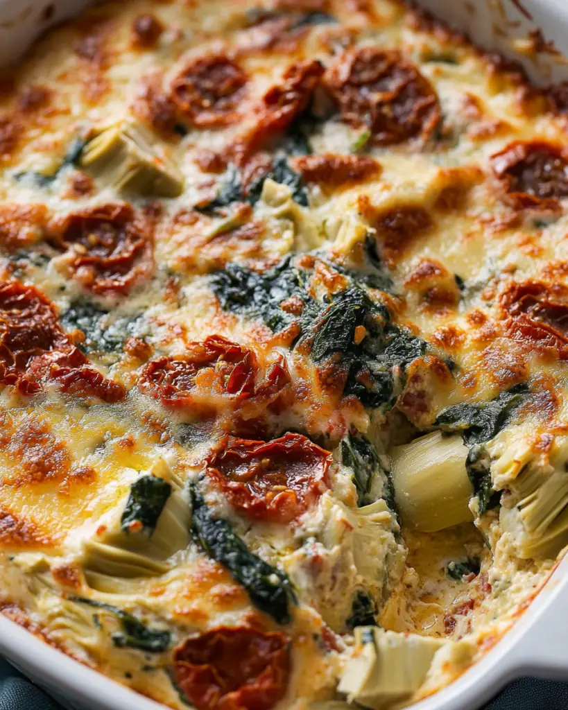 Easy Sun-Dried Tomato Spinach Artichoke Dip 4