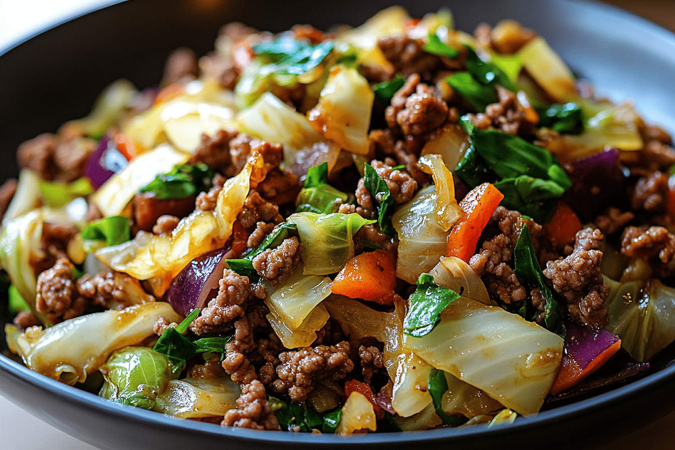 Healthy Ground Beef Cabbage Stir-Fry