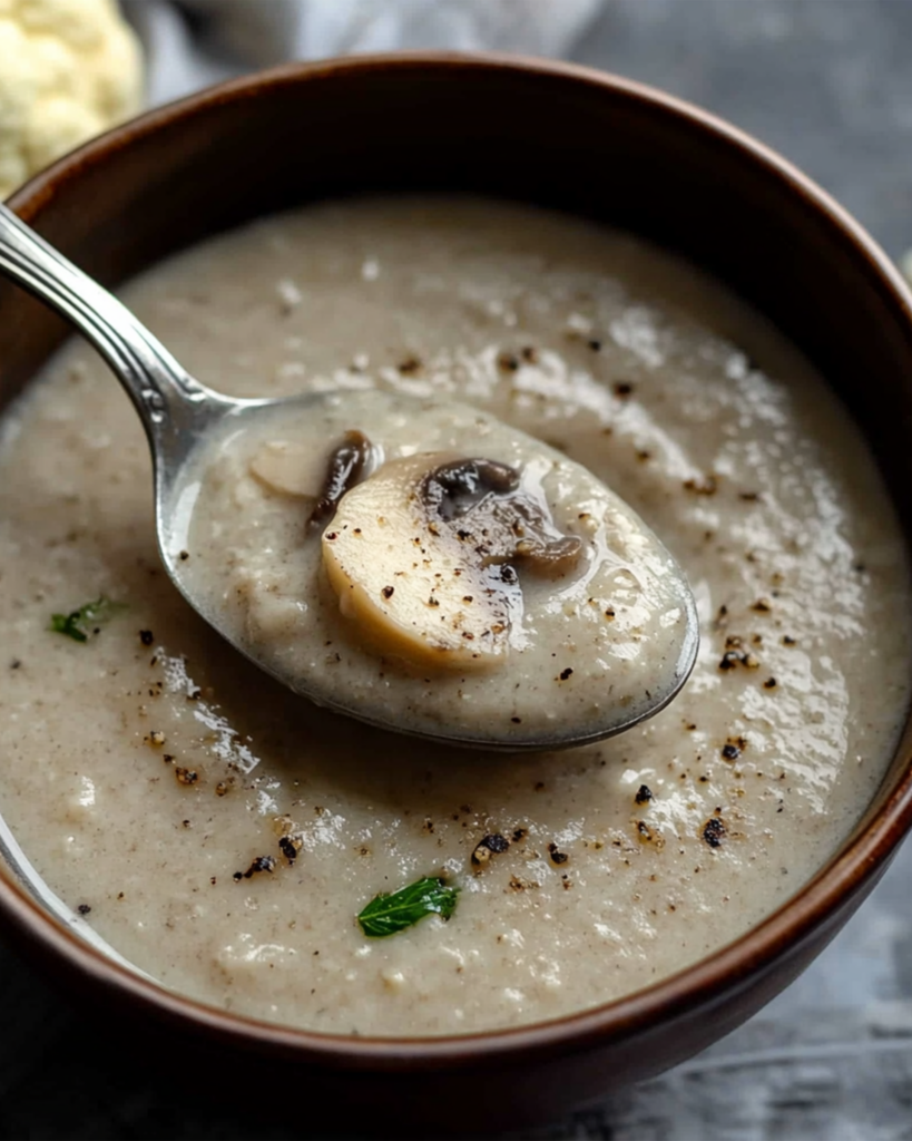 One Pot Creamy Mushroom Cauliflower Soup