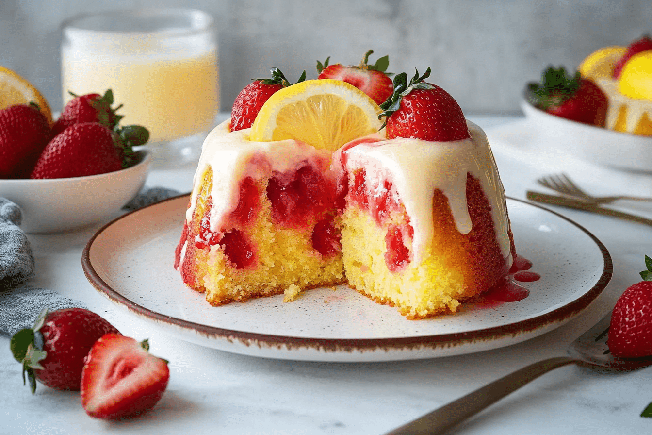 Strawberry Lemonade Poke Cake
