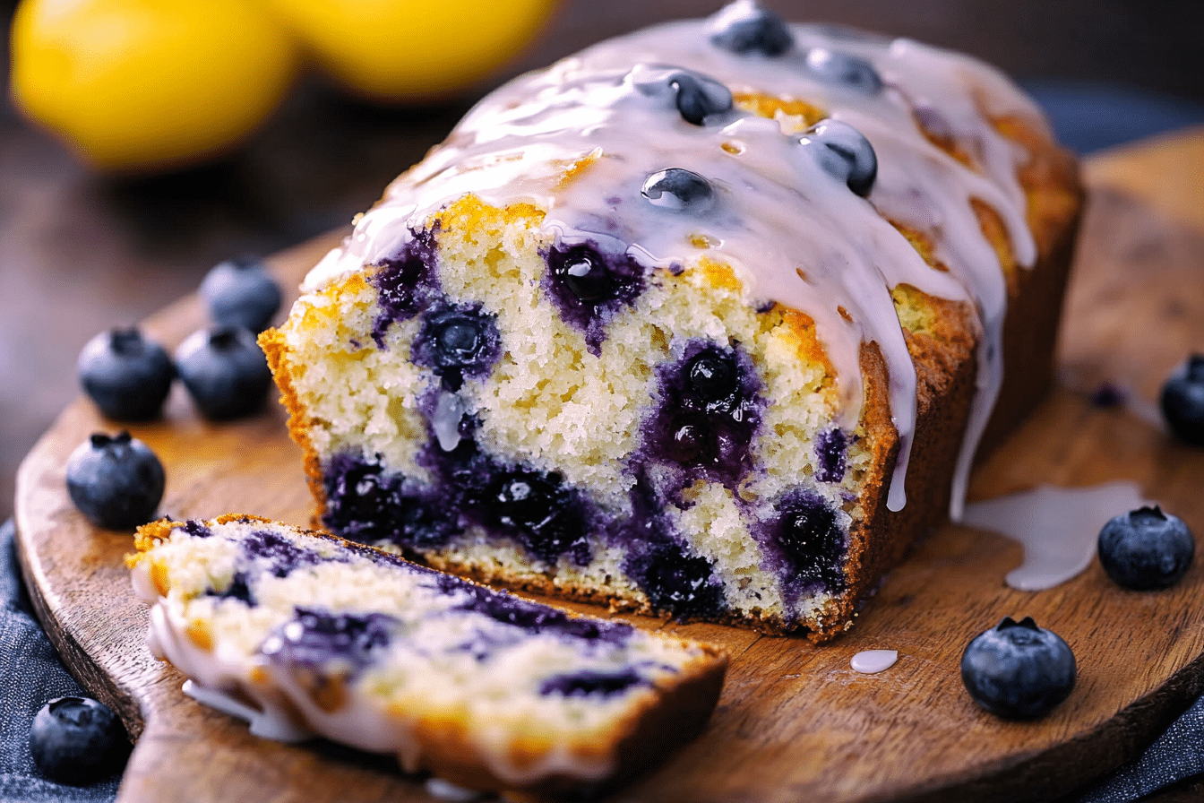 Blueberry Lemon Bread with Glaze