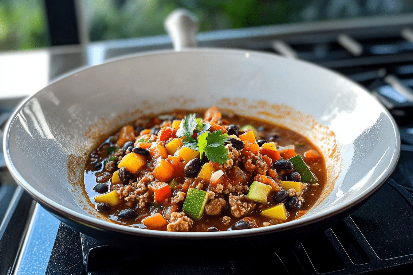 Turkey Chili with Veggies and Black Beans