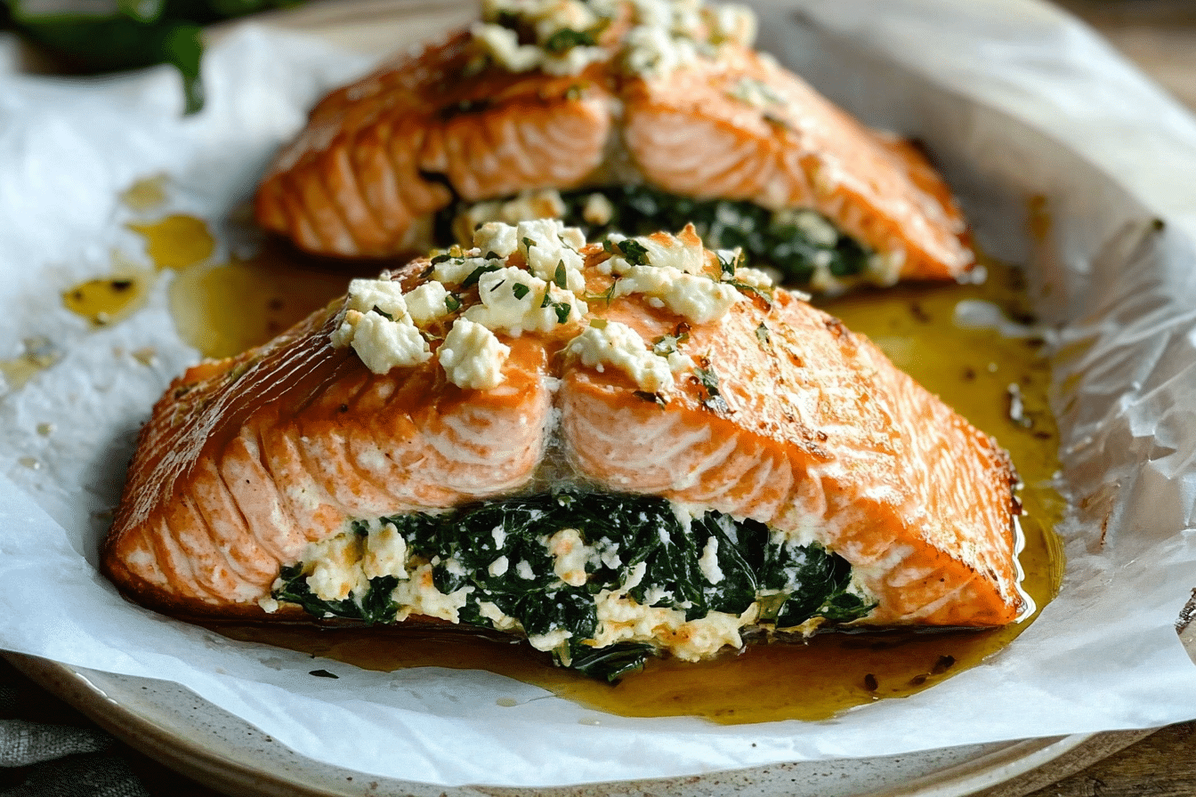 Spinach and Feta Stuffed Salmon