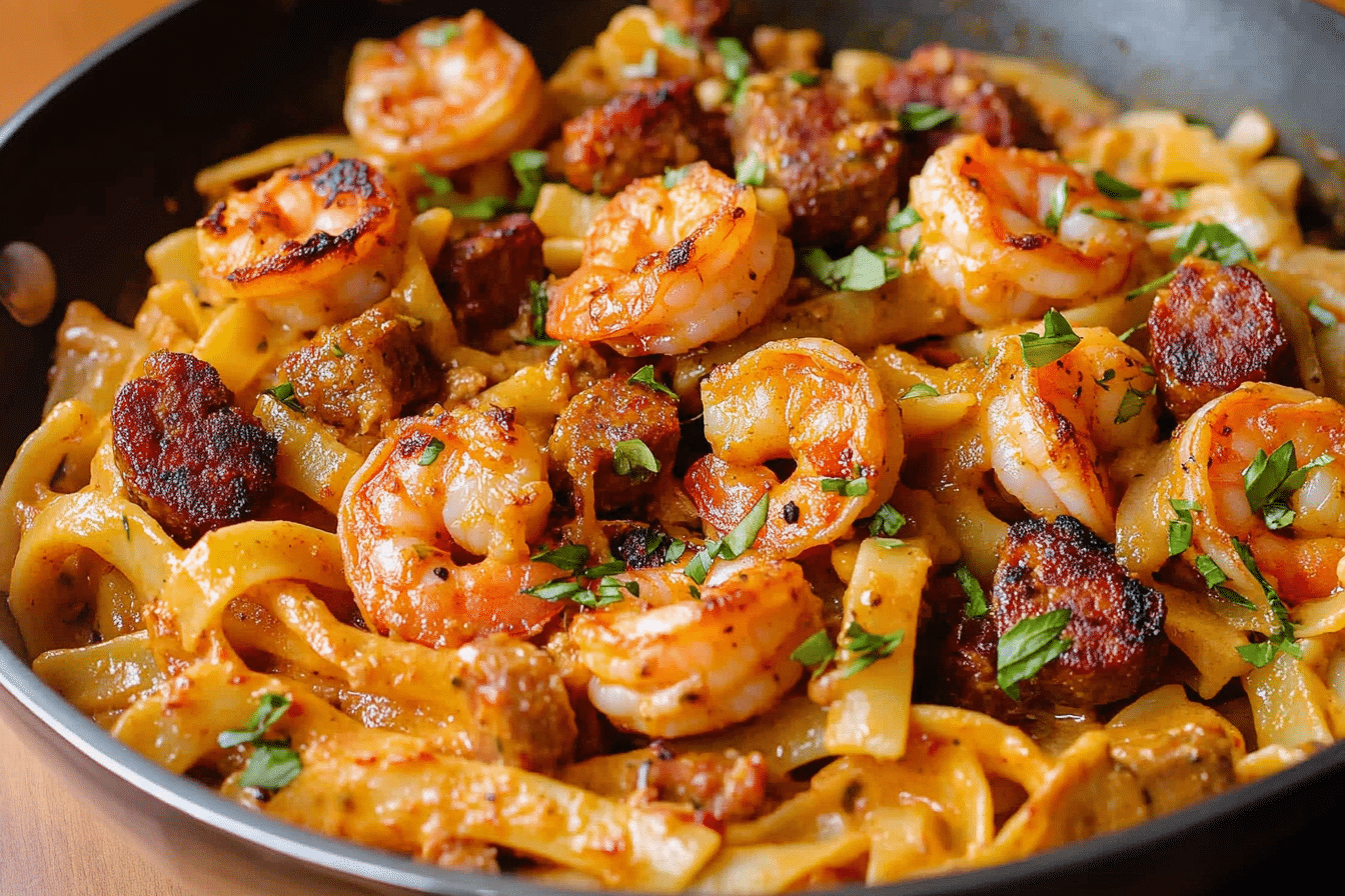 Creamy Cajun Shrimp Pasta with Sausage