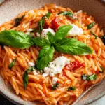 Creamy Goat Cheese & Roasted Red Pepper Orzo