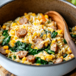 One-Pot Orzo with Sausage, Spinach and Corn