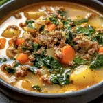 Italian Sausage Potato Soup with Carrots & Spinach