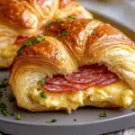 Salami and Cheese Croissant Breakfast Sandwiches