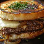 Caramelized Onion and Cheese Steak Sandwich