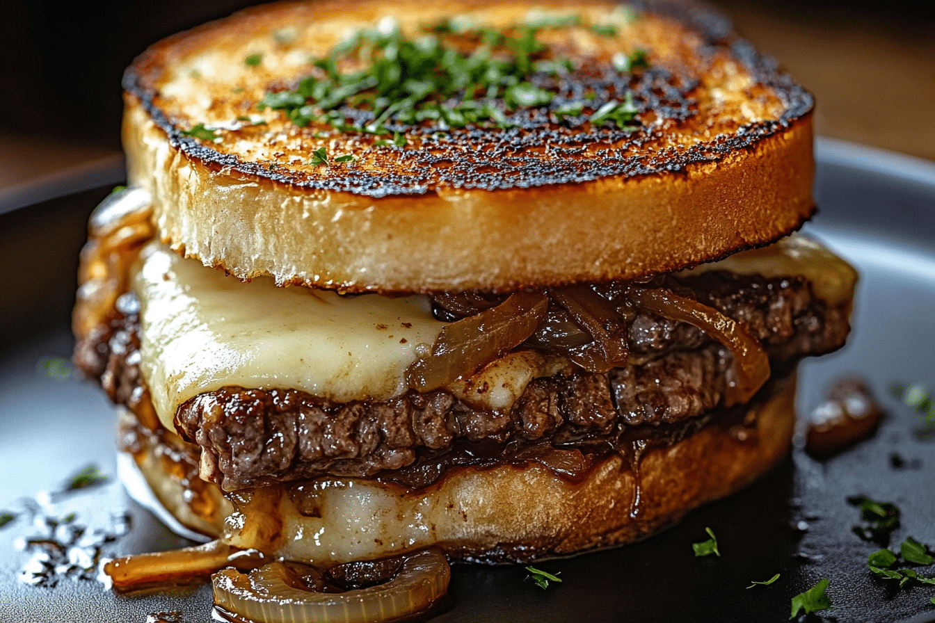 Caramelized Onion and Cheese Steak Sandwich