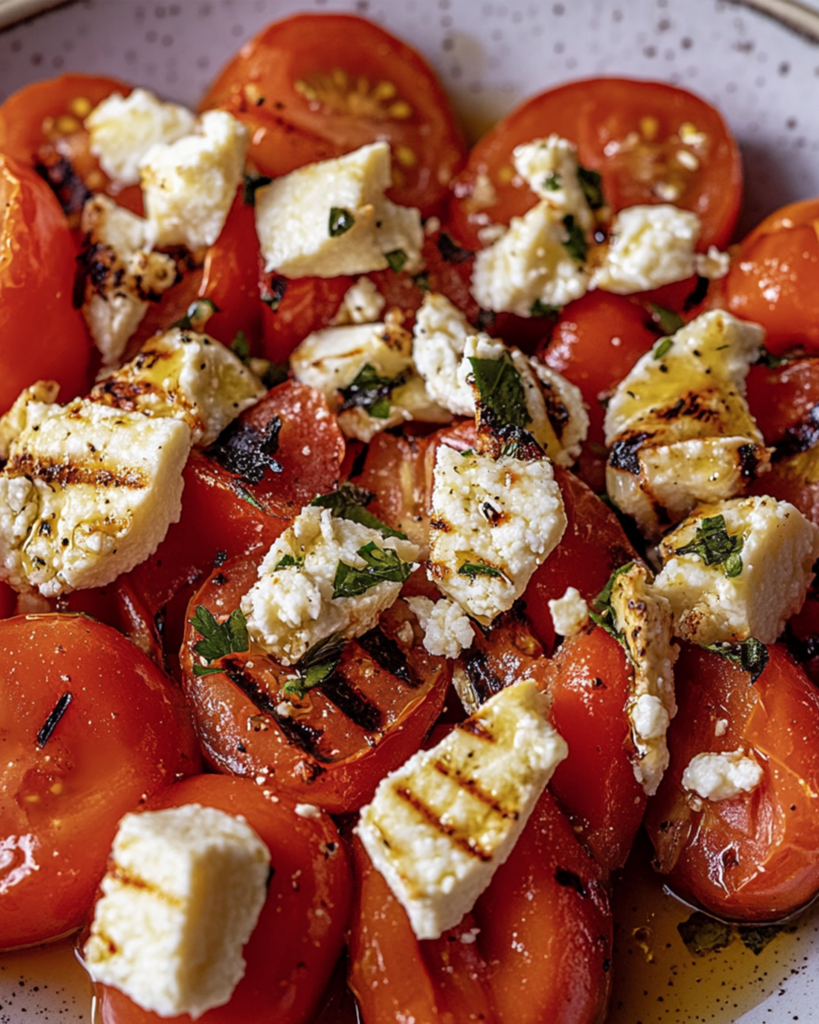 Grilled Tomatoes & Marinated Feta Salad