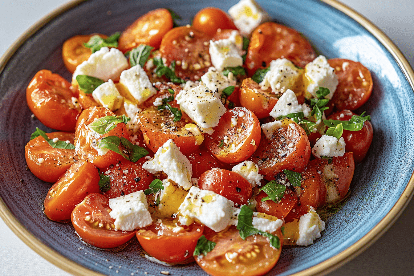 Grilled Tomatoes & Marinated Feta Salad