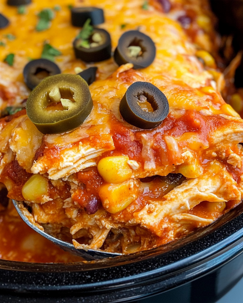 Slow Cooker Chicken Enchilada Casserole