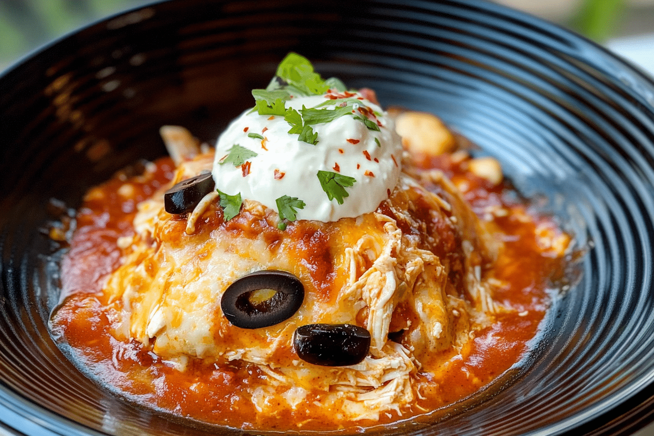Slow Cooker Chicken Enchilada Casserole