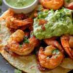Crispy Shrimp Tacos with Avocado Cilantro Sauce