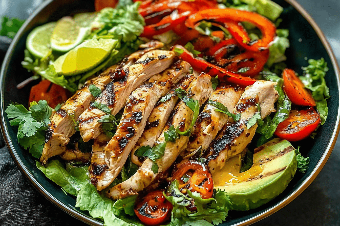 Grilled Chili Lime Chicken Fajita Salad