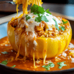 Chicken Enchilada Stuffed Spaghetti Squash