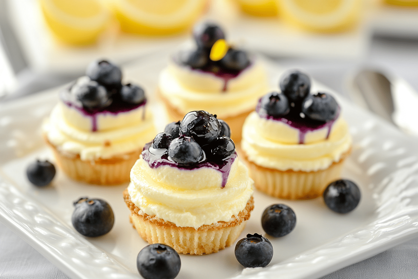 Mini Lemon Blueberry Cheesecakes