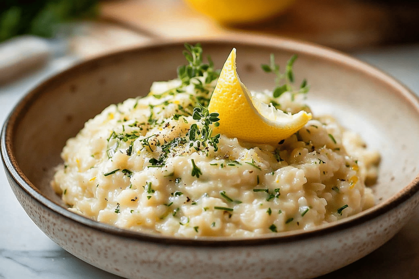 No-Stir Creamy Lemon Herb Baked Risotto
