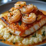 Red Snapper, Shrimp & Grits with a Cajun Cream Sauce