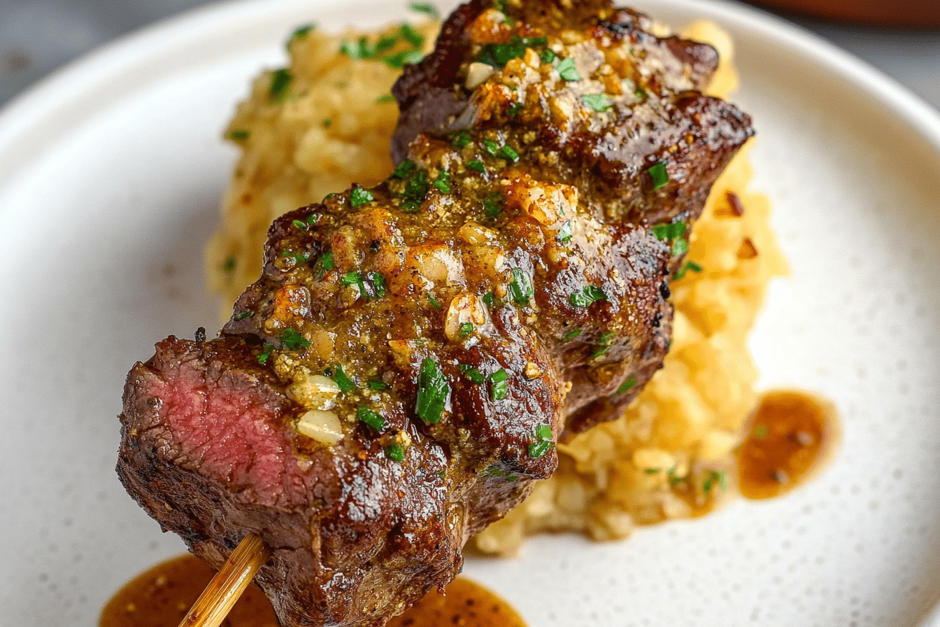 Cajun Garlic Parmesan Air Fryer Steak Skewers