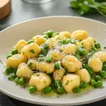 Golden Skillet Gnocchi with Sweet Peas