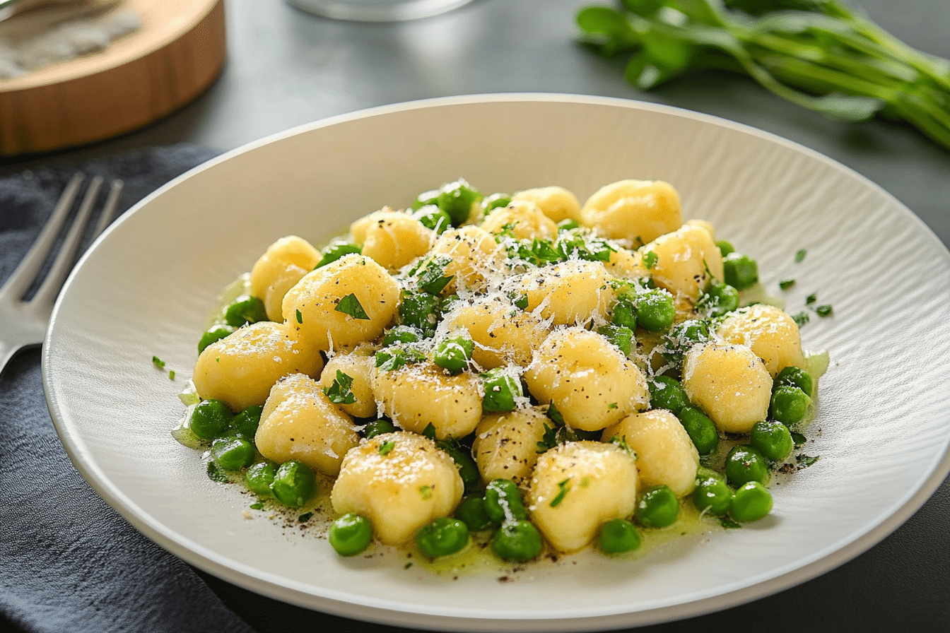 Golden Skillet Gnocchi with Sweet Peas