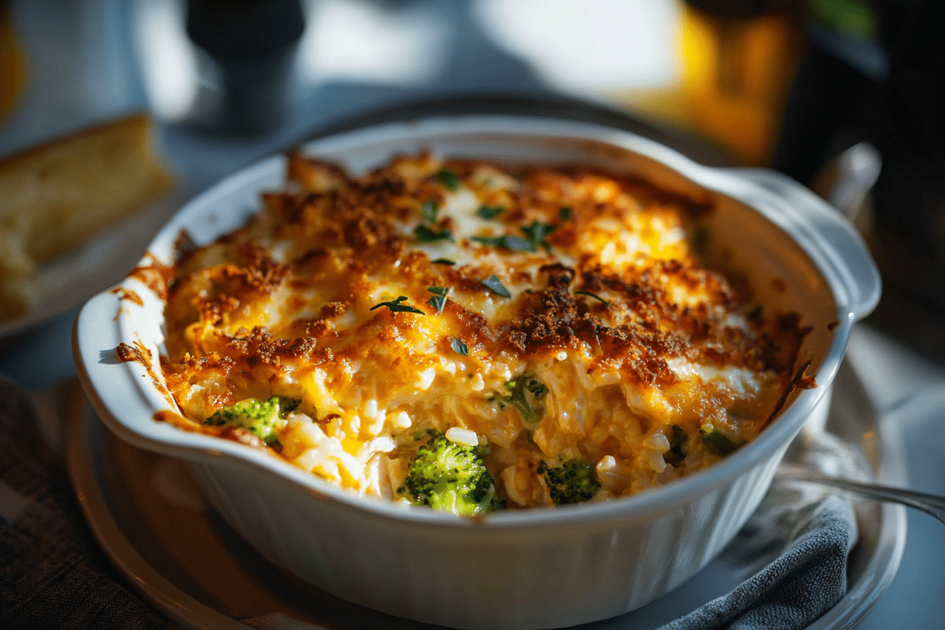 Cheesy Chicken Broccoli Rice Casserole