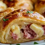Golden Crescent Rolls Stuffed with Corned Beef, Swiss Cheese, and Sauerkraut