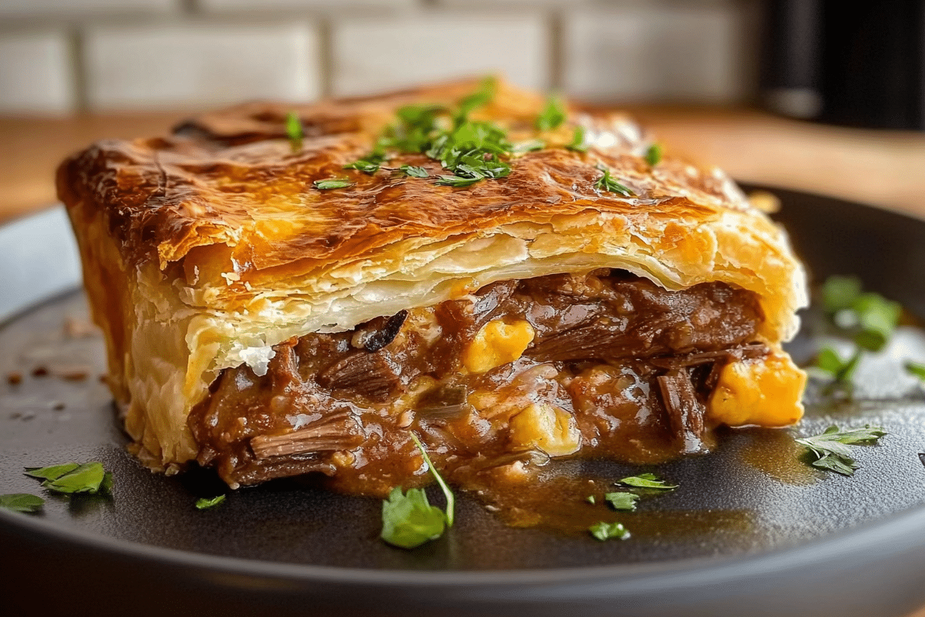 Brisket Pot Pie with Cheddar and Monterey Jack