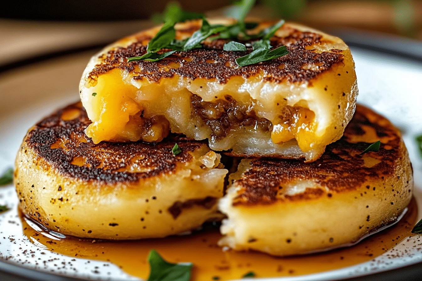 Stuffed Potato Pancakes with a Cheesy Twist
