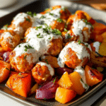Buffalo Chicken Meatballs & Roasted Veggies
