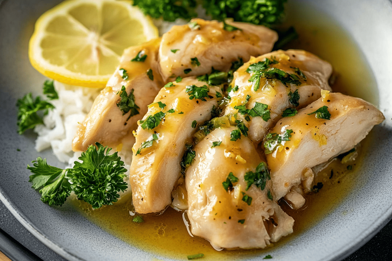 Steamed Chicken with Lemon Sauce
