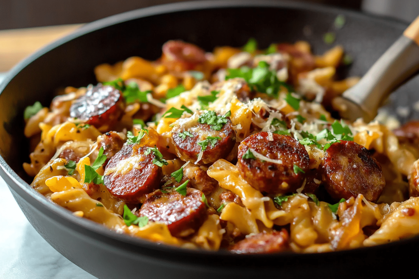 Cheesy Smoked Sausage Pasta