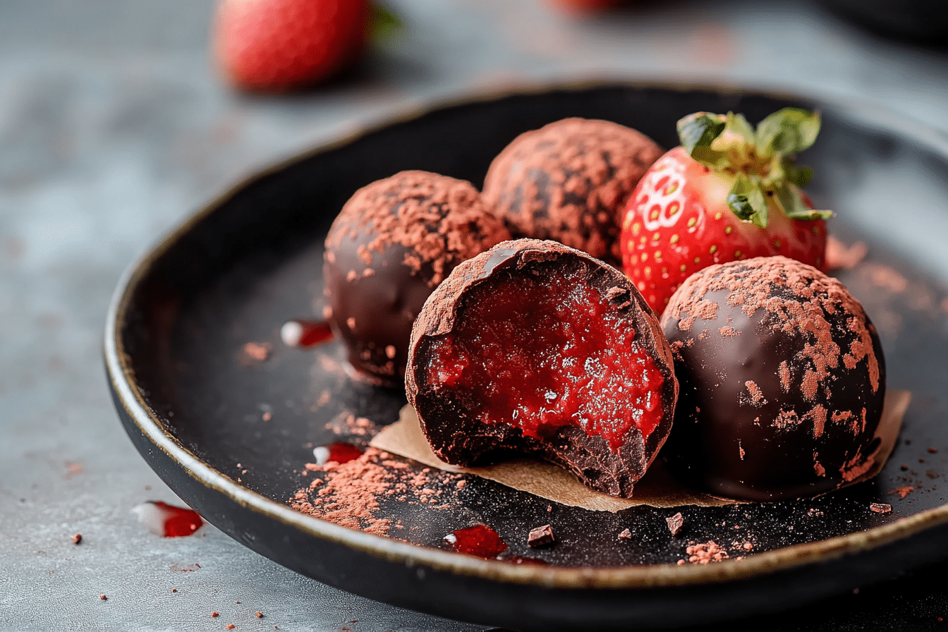 Decadent Strawberry Dark Chocolate Truffles