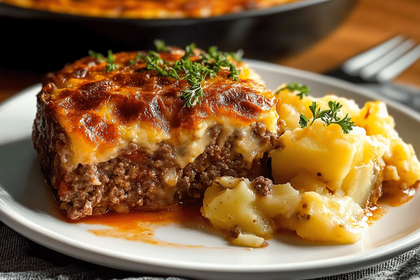 Cowboy Meatloaf & Potato Casserole