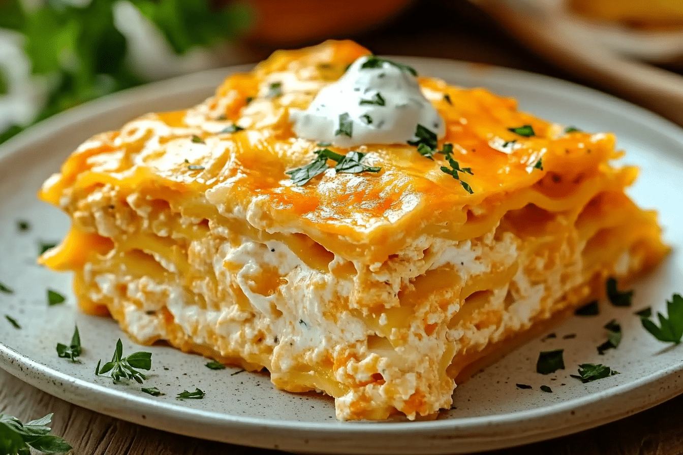 Buffalo Chicken Lasagna with a Ranch Twist