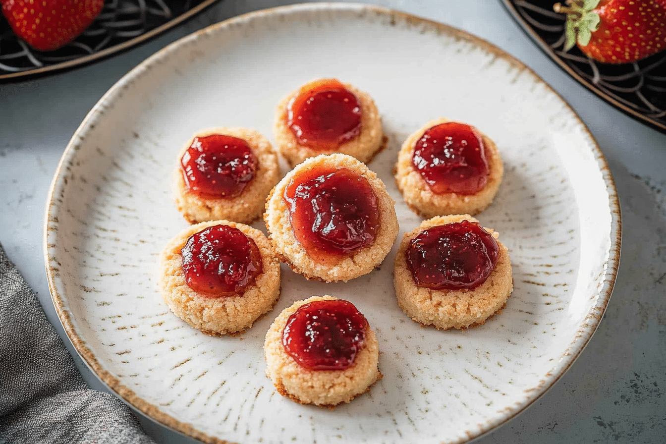 Buttery Strawberry Thumbprint Cookies