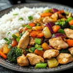 Garlic Chicken & Veggie Stir-Fry with Rice
