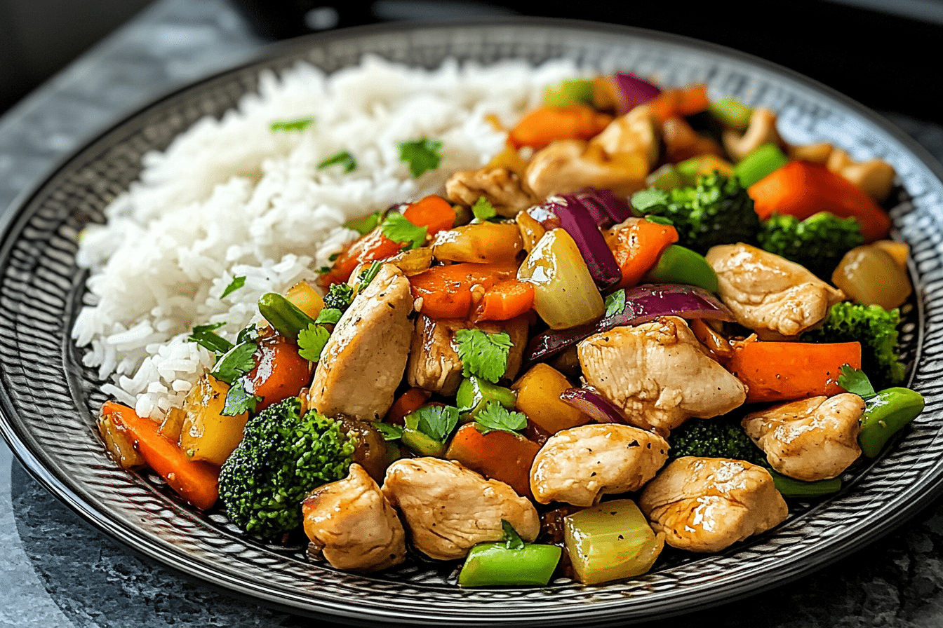 Garlic Chicken & Veggie Stir-Fry with Rice
