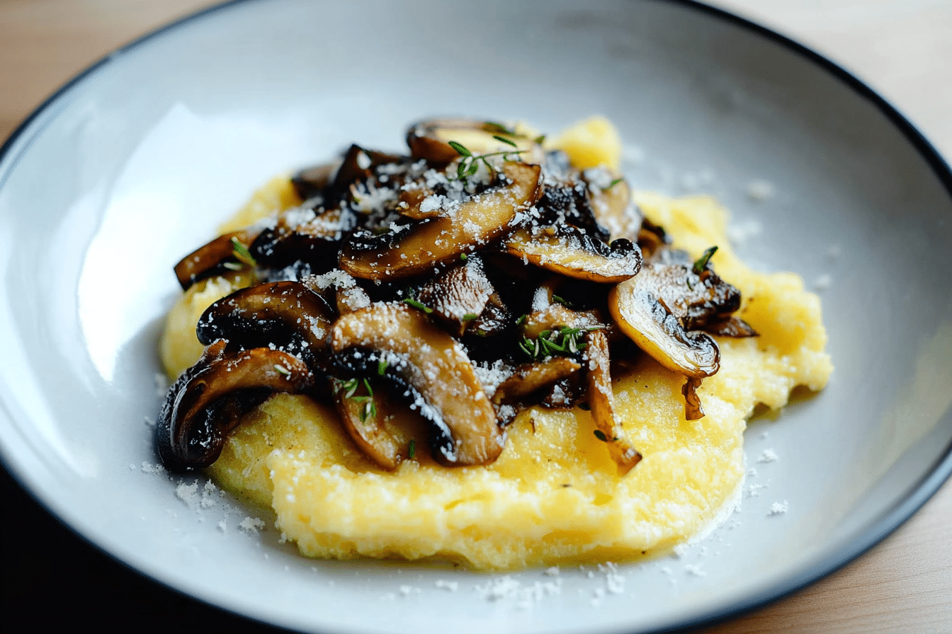 Roasted Mushroom Polenta Bake